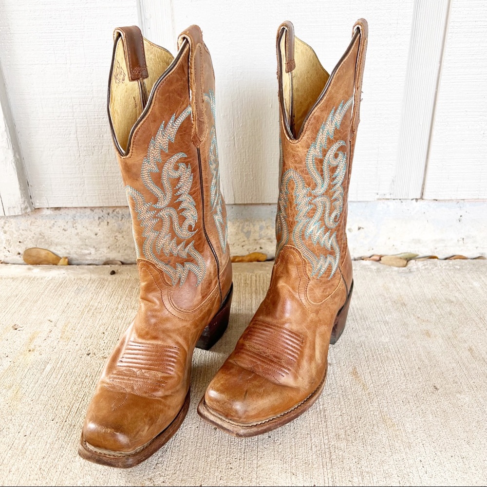 Nocona Bluebonnet Women’s NL5009 Western Cowboy Brown Embroidered Boots Size 6